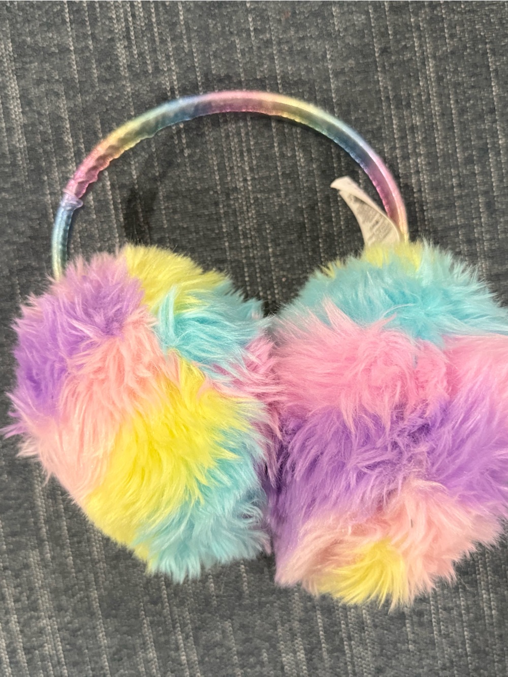 wonder nation Rainbow Pastel Faux Fur Ear Muffs - Pink Purple Blue Yellow
